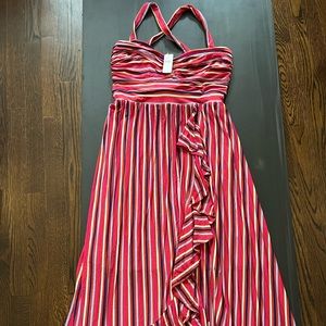 NWT Anthropologie Maxi Striped Faux Wrap Dress (Size XL)